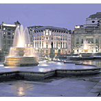 The spectacular view of Trafalgar Square from the hotel